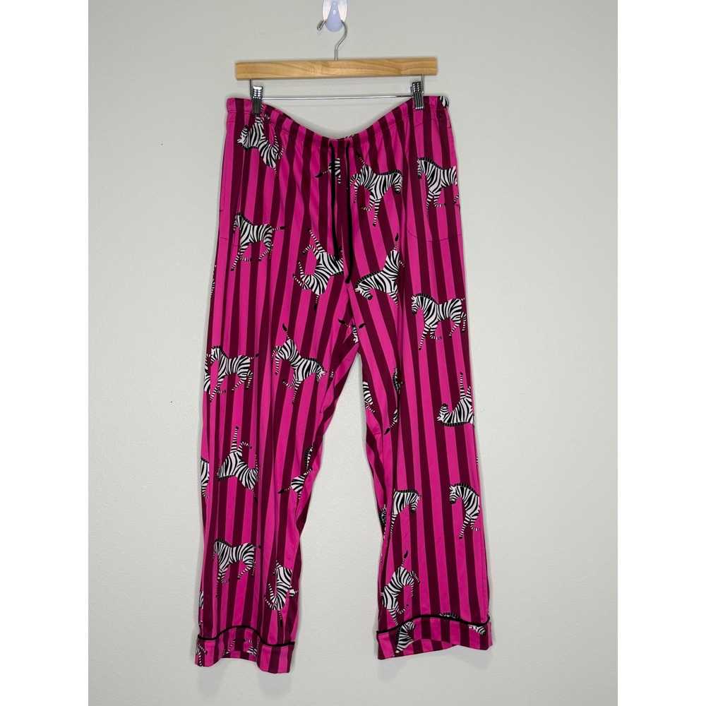Room Service Women's Fuchsia Stripe Zebra Print Pajama Bottoms Sz XXL